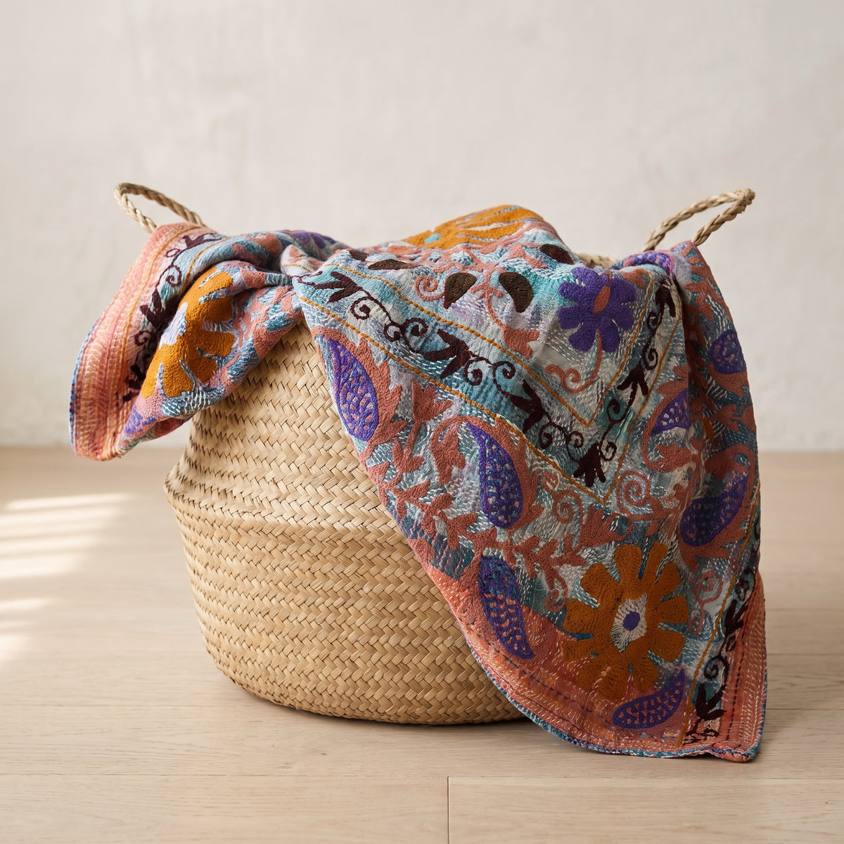Fern Passage Luxury Vintage Suzani Kantha Throw