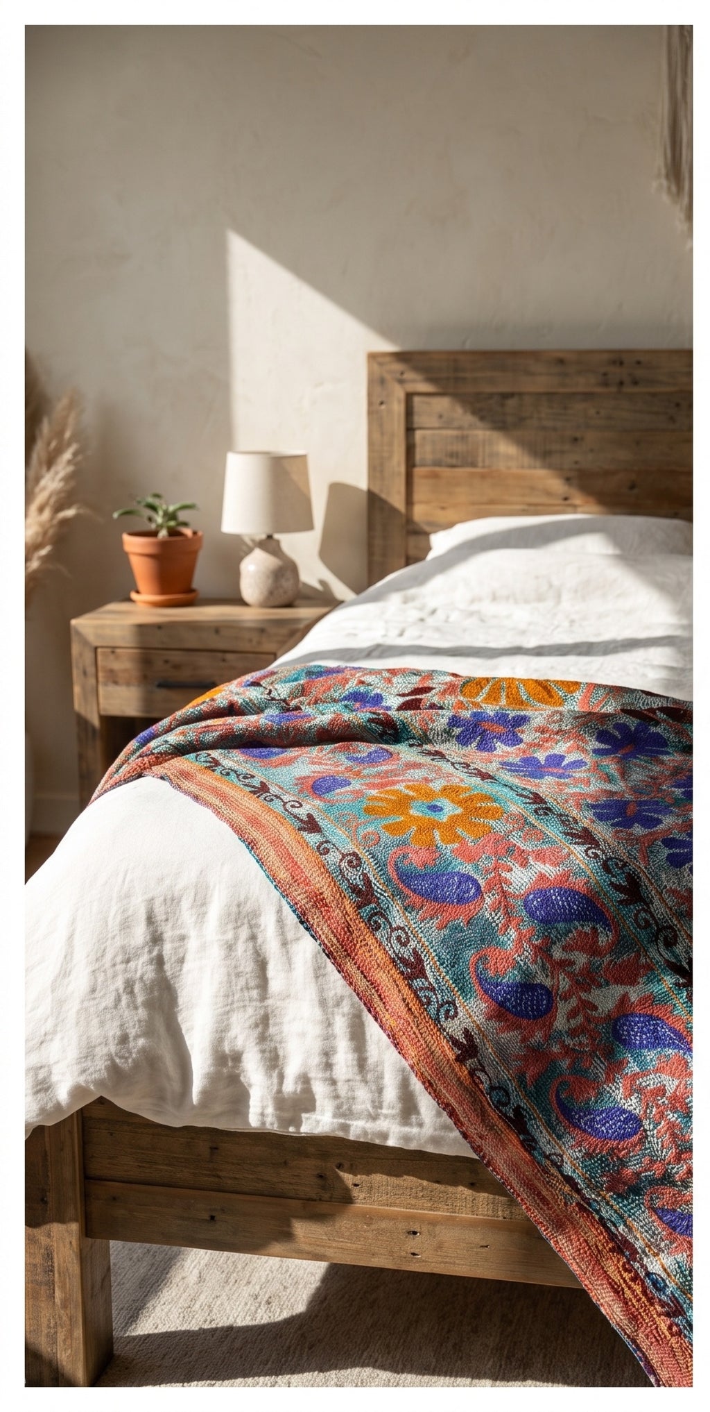 Fern Passage Luxury Vintage Suzani Kantha Throw