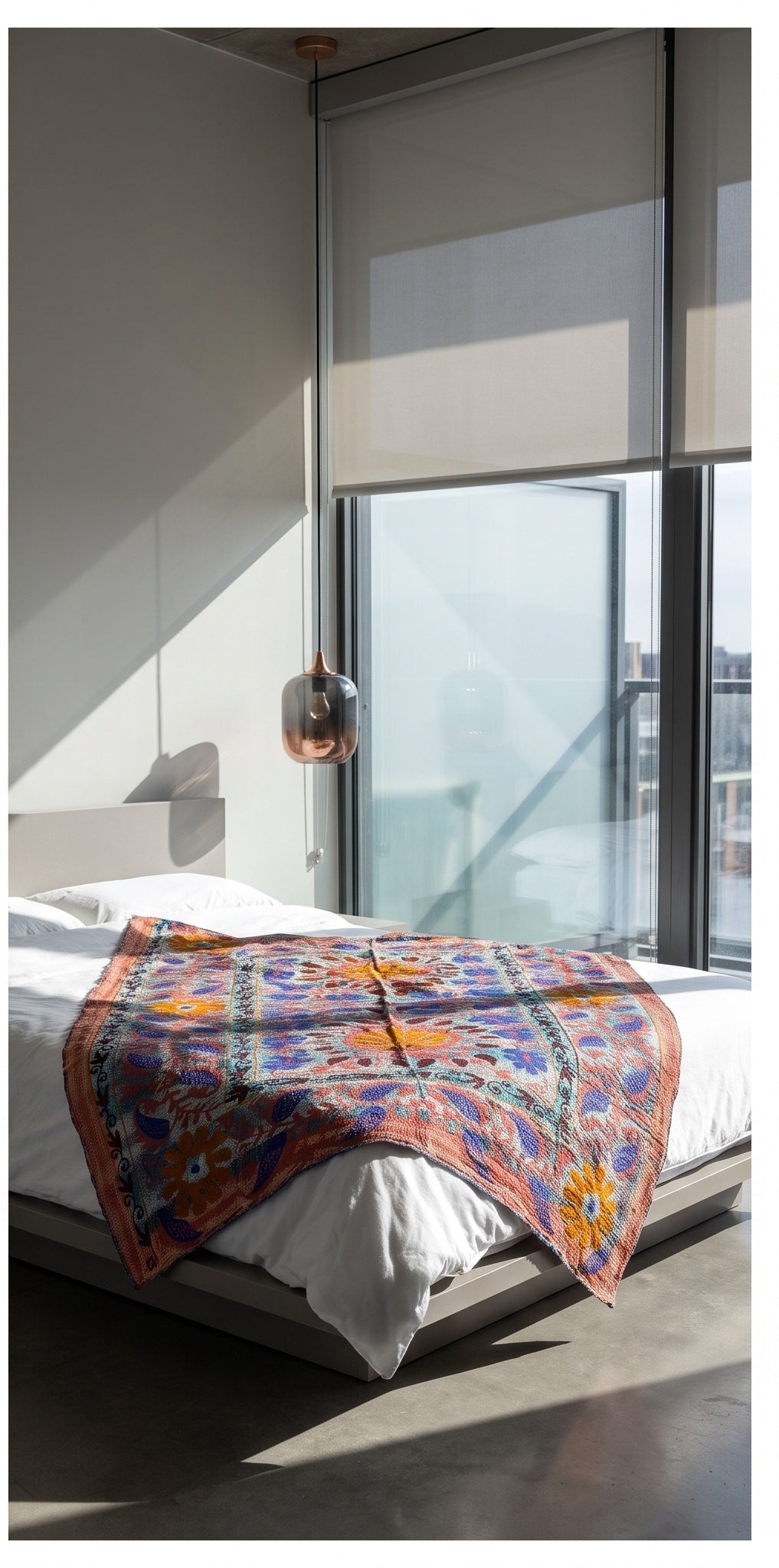 Fern Passage Luxury Vintage Suzani Kantha Throw