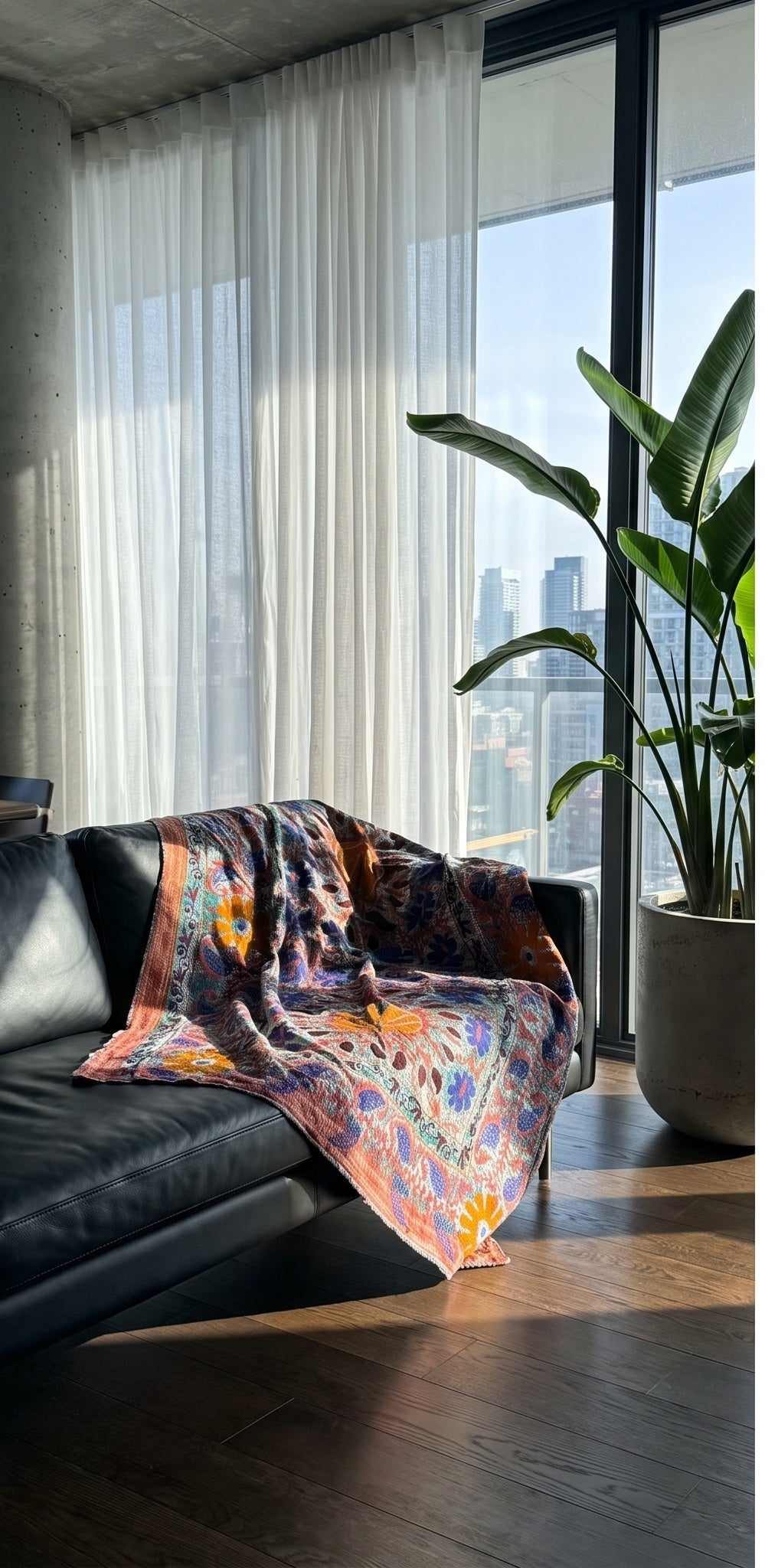 Fern Passage Luxury Vintage Suzani Kantha Throw