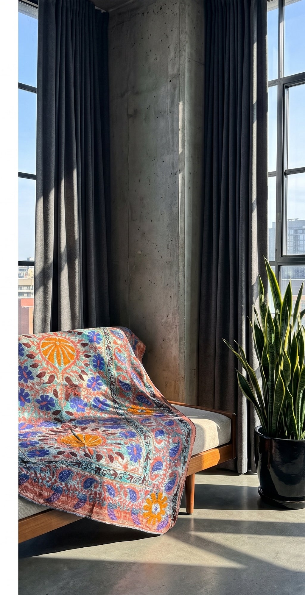 Fern Passage Luxury Vintage Suzani Kantha Throw