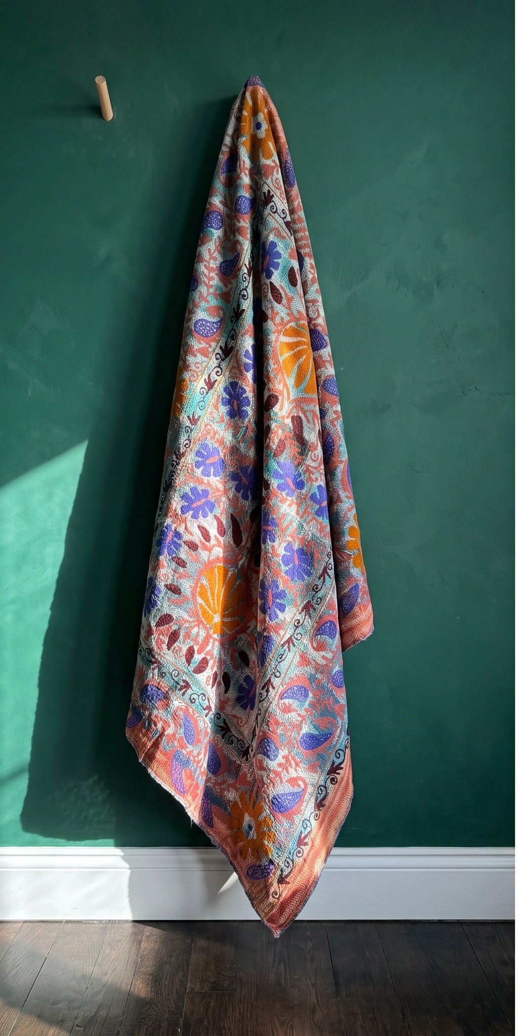 Fern Passage Luxury Vintage Suzani Kantha Throw