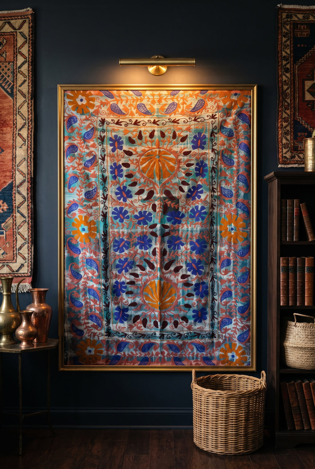 Fern Passage Luxury Vintage Suzani Kantha Throw