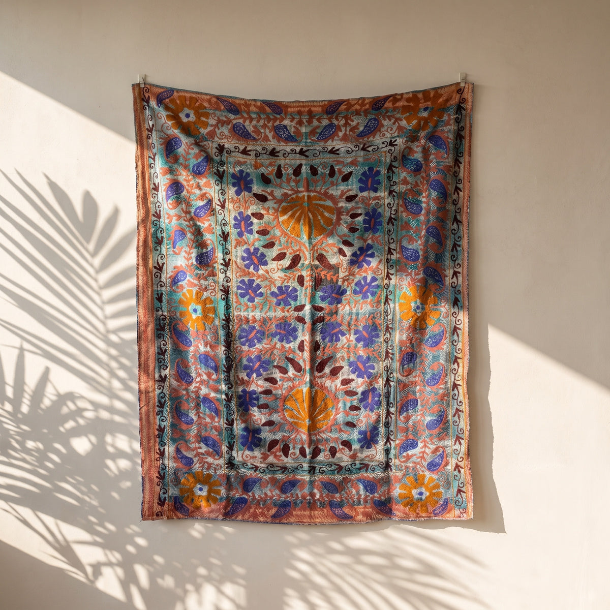 Fern Passage Luxury Vintage Suzani Kantha Throw