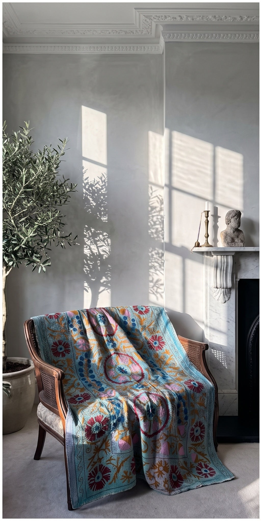 Forest Path Luxury Vintage Suzani Kantha Throw