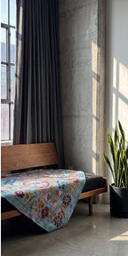 Forest Path Luxury Vintage Suzani Kantha Throw