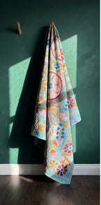 Forest Path Luxury Vintage Suzani Kantha Throw