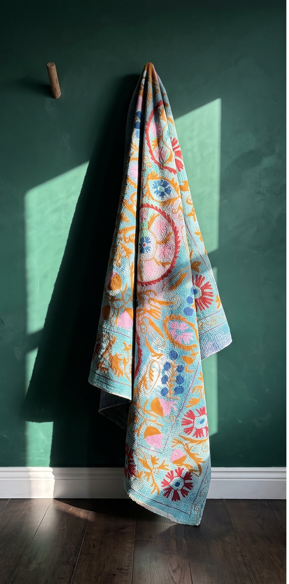Forest Path Luxury Vintage Suzani Kantha Throw