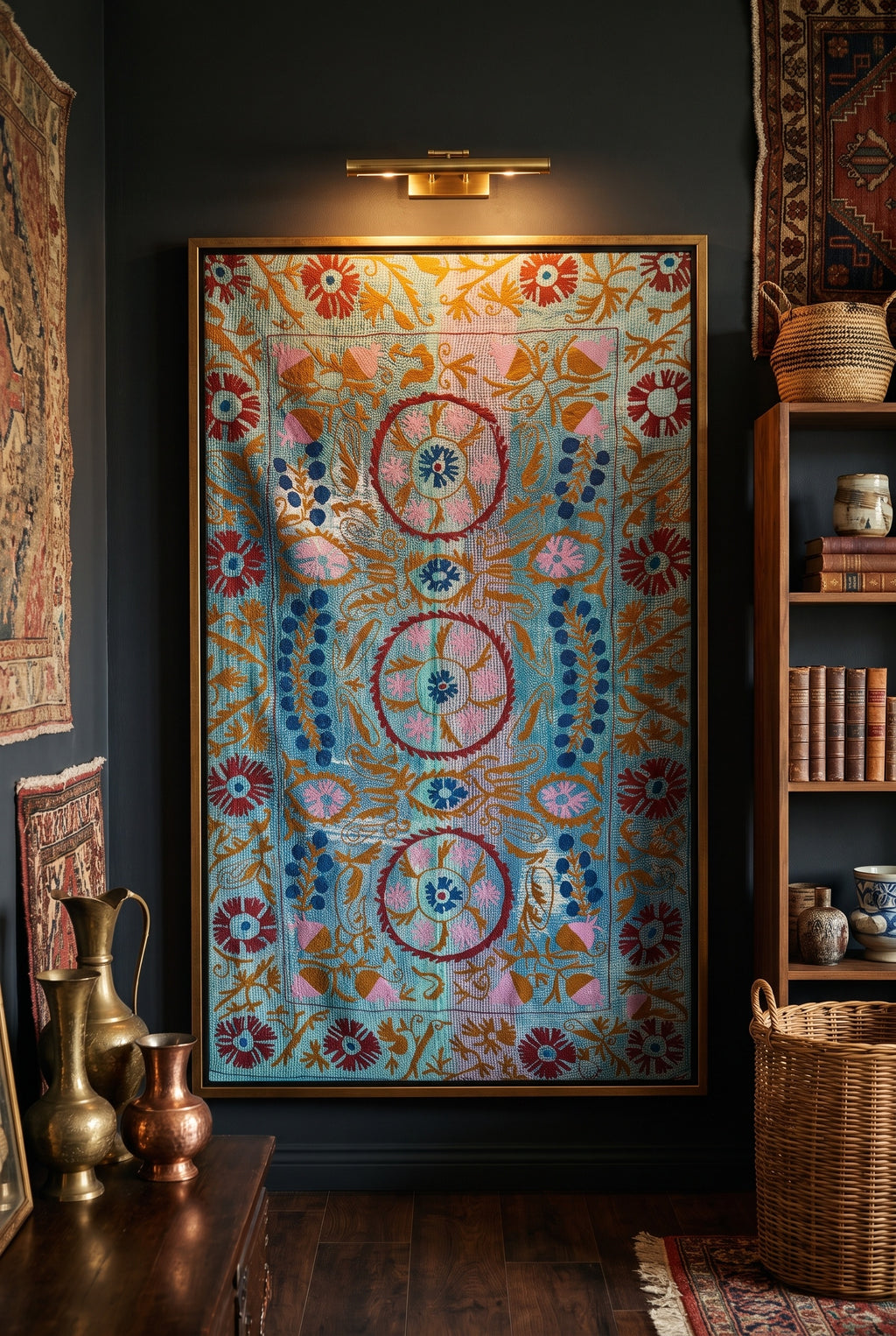 Forest Path Luxury Vintage Suzani Kantha Throw