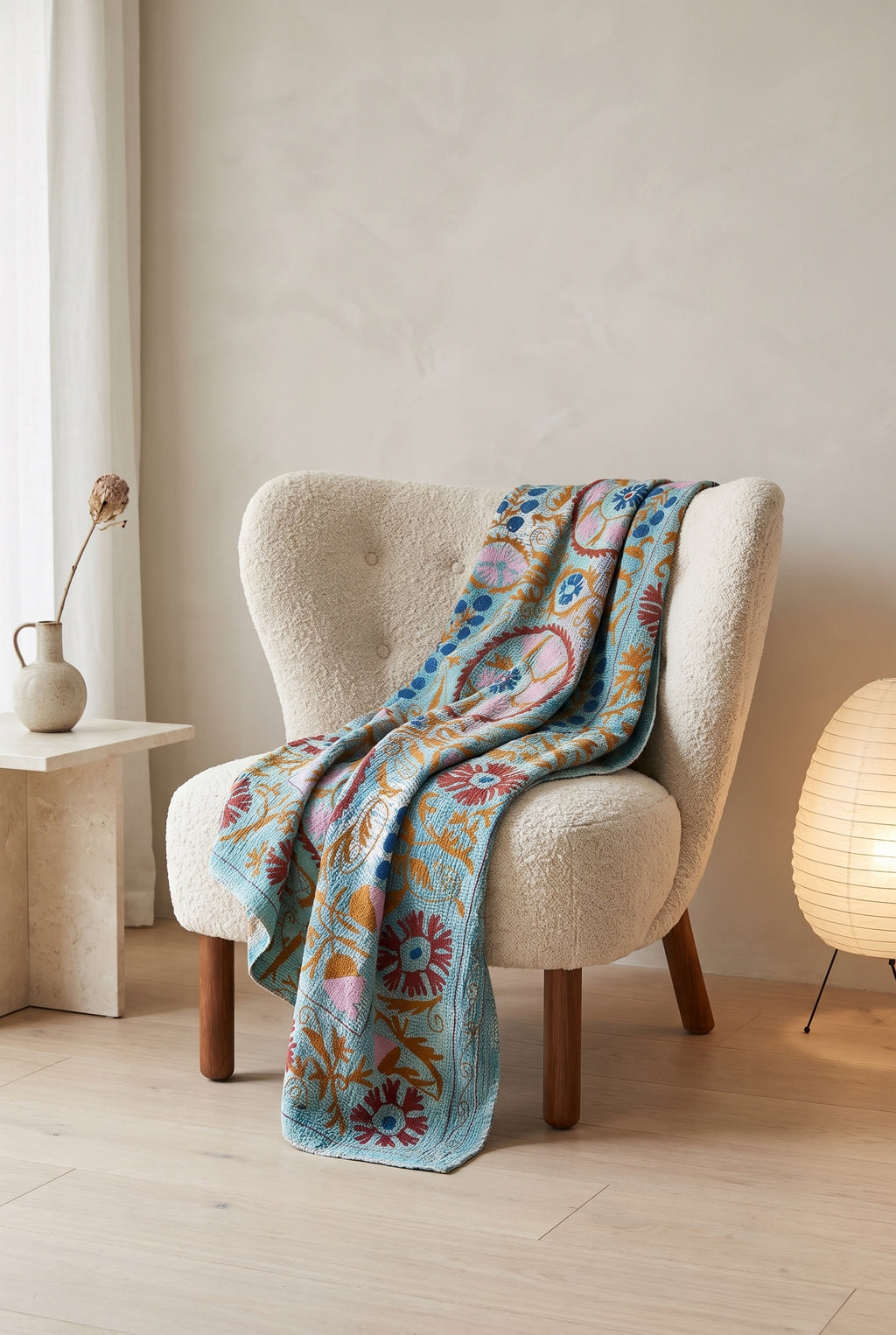 Forest Path Luxury Vintage Suzani Kantha Throw
