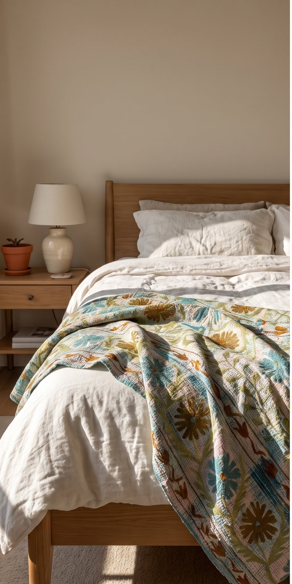 Maple Mist Luxury Vintage Suzani Kantha Throw