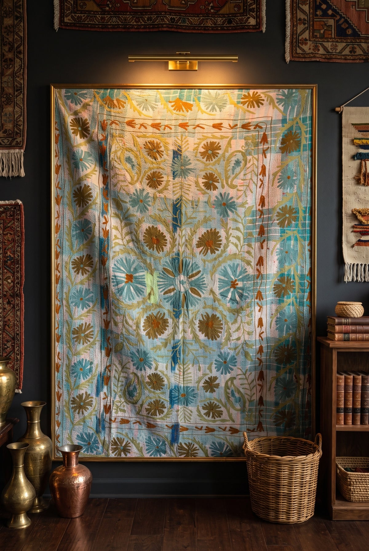 Maple Mist Luxury Vintage Suzani Kantha Throw