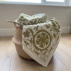 Fern Meadow Hand-Embroidered Cotton Suzani Throw