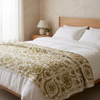 Fern Meadow Hand-Embroidered Cotton Suzani Throw