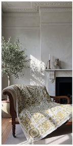 Fern Meadow Hand-Embroidered Cotton Suzani Throw