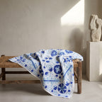 Jeté Suzani en coton brodé main Dew Fern