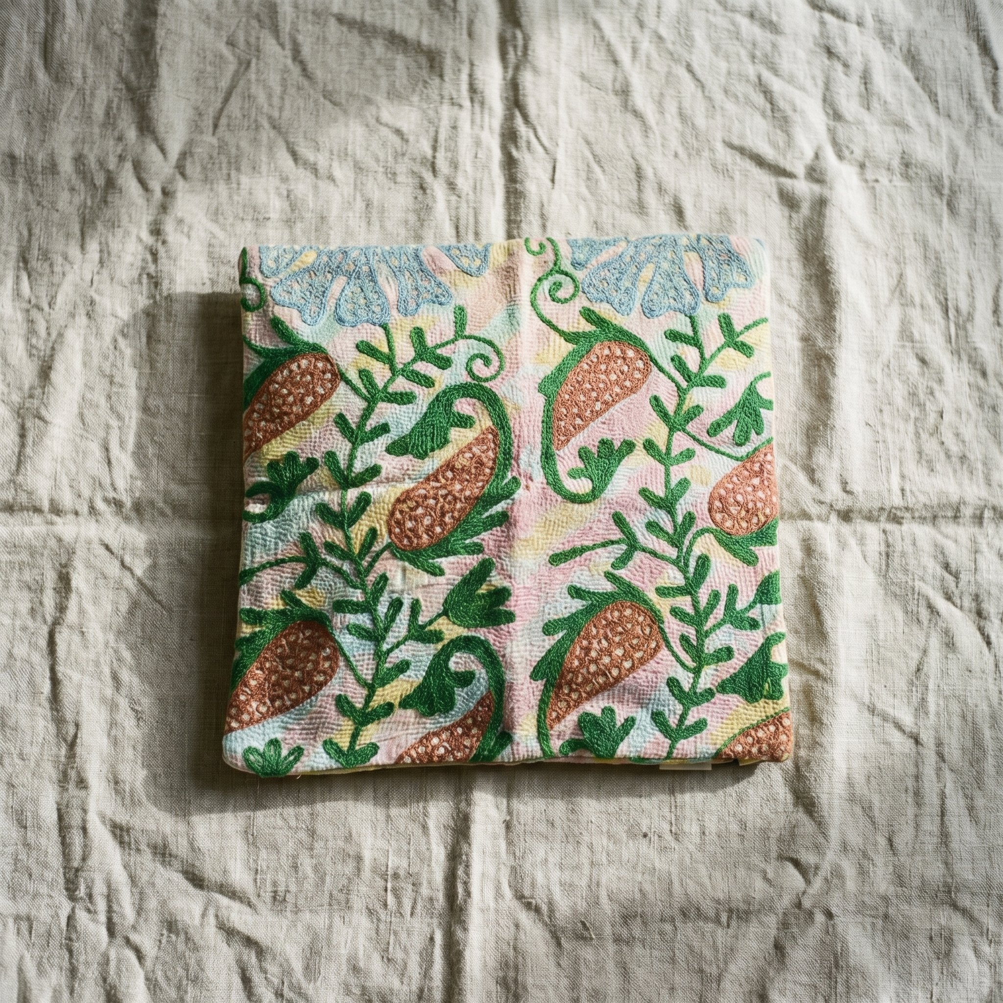 Amber Paisley Handmade Embroidered Cushion Cover