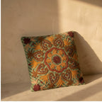 Fern Marigold Handmade Embroidered Cushion Cover