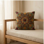 Fern Marigold Handmade Embroidered Cushion Cover