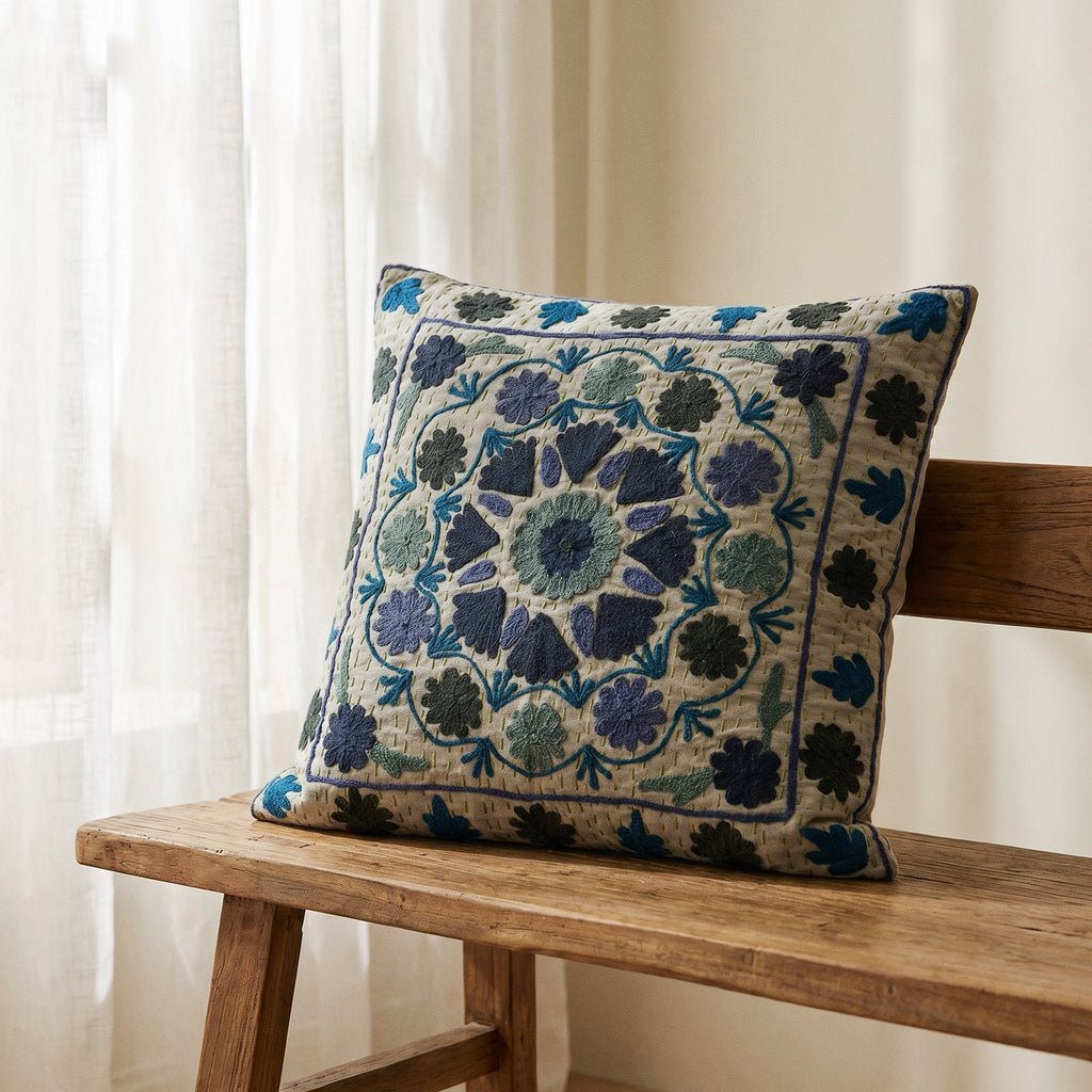 Whisper Ember Handmade Embroidered Cushion Cover