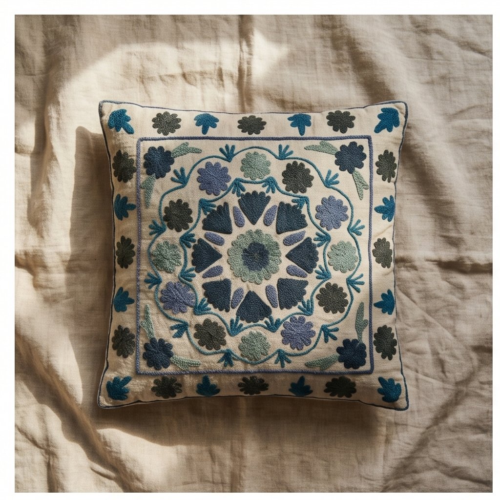 Whisper Ember Handmade Embroidered Cushion Cover