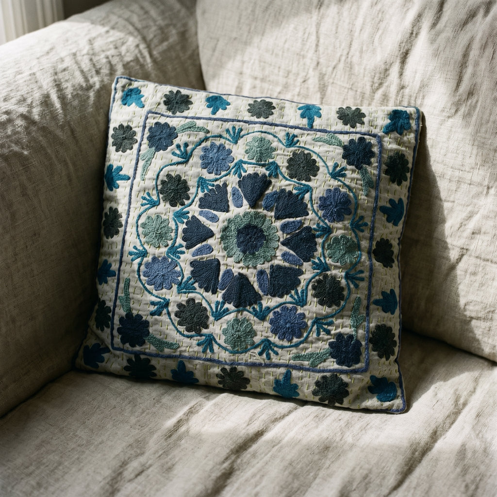 Whisper Ember Handmade Embroidered Cushion Cover