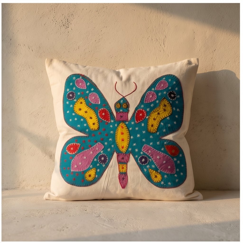 Ivy Fern Handmade Embroidered Cushion Cover