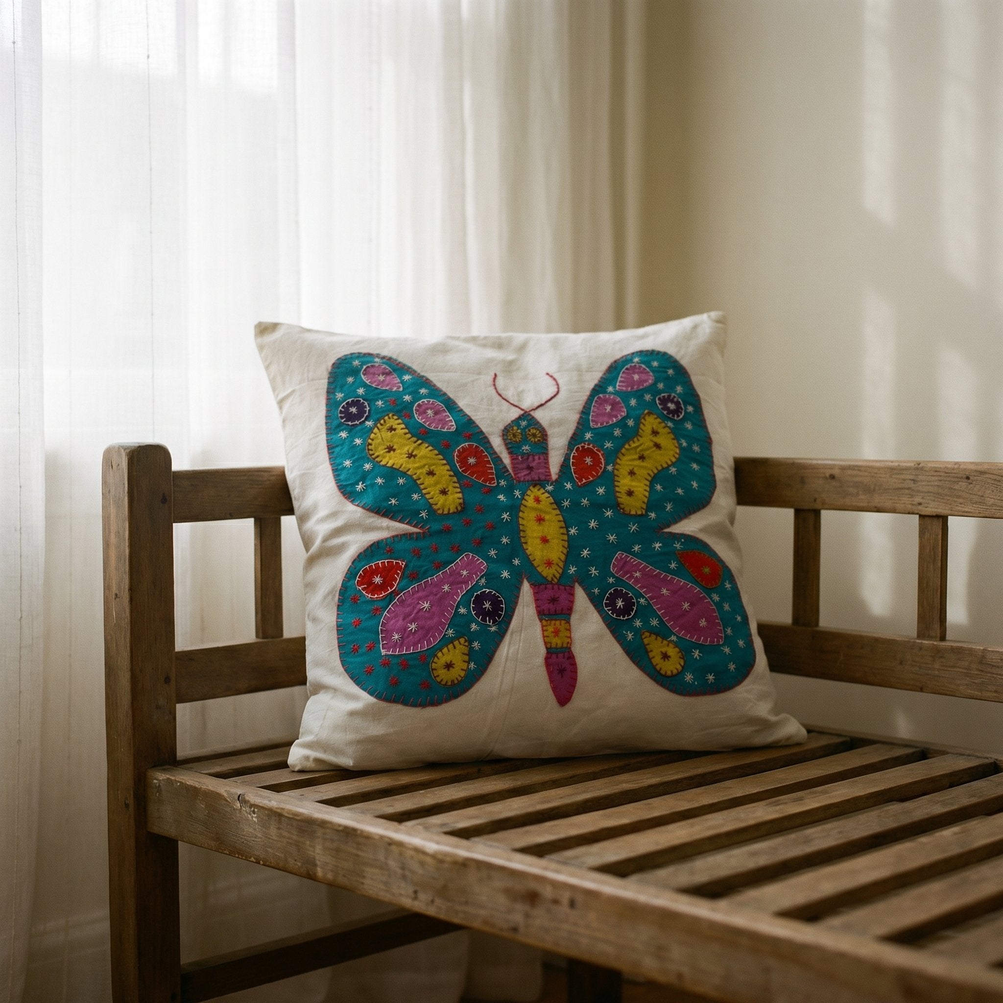 Ivy Fern Handmade Embroidered Cushion Cover