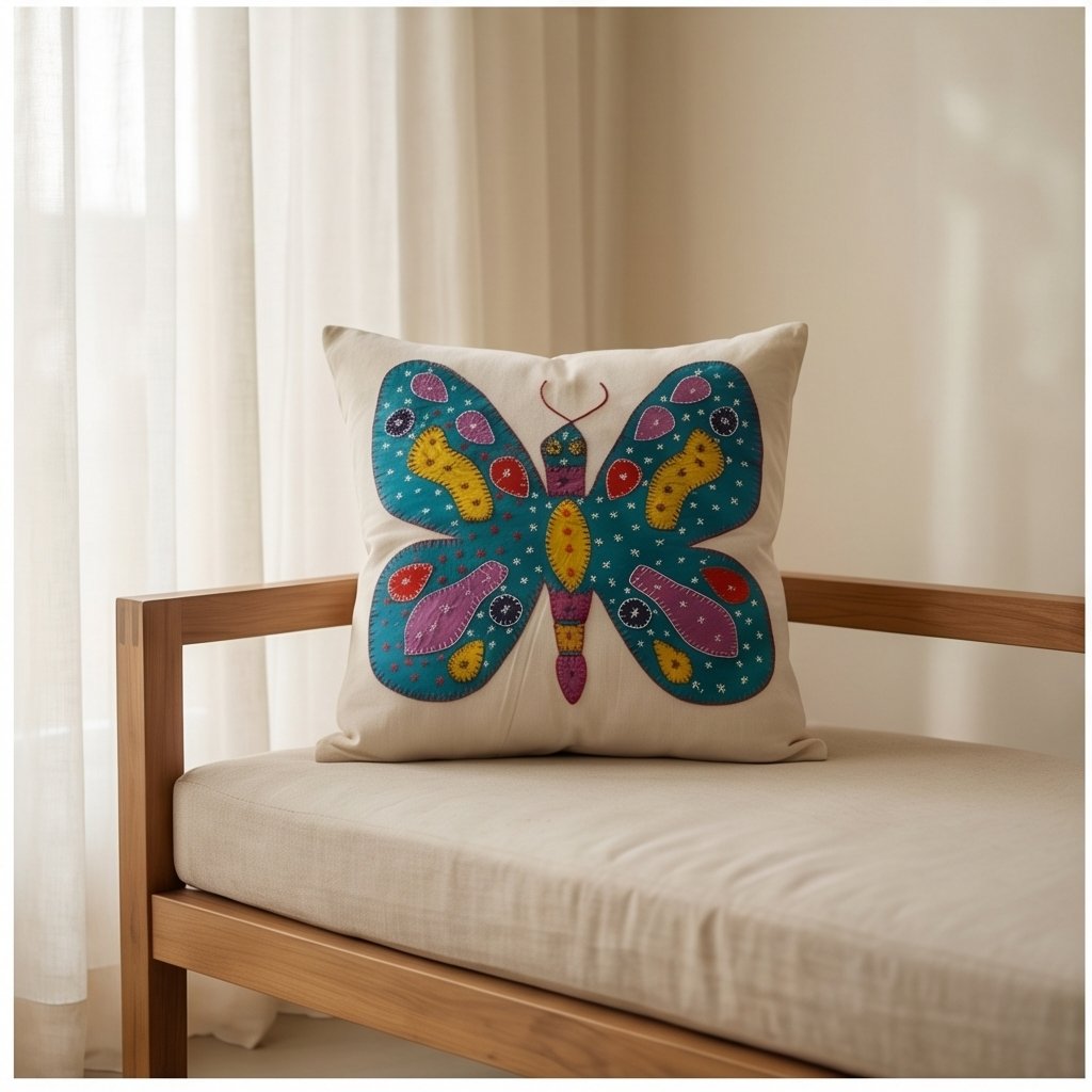 Ivy Fern Handmade Embroidered Cushion Cover