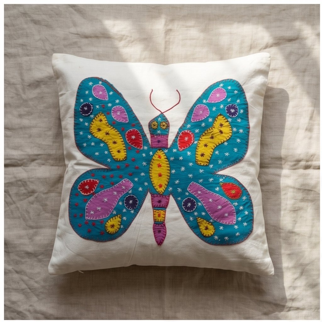 Ivy Fern Handmade Embroidered Cushion Cover