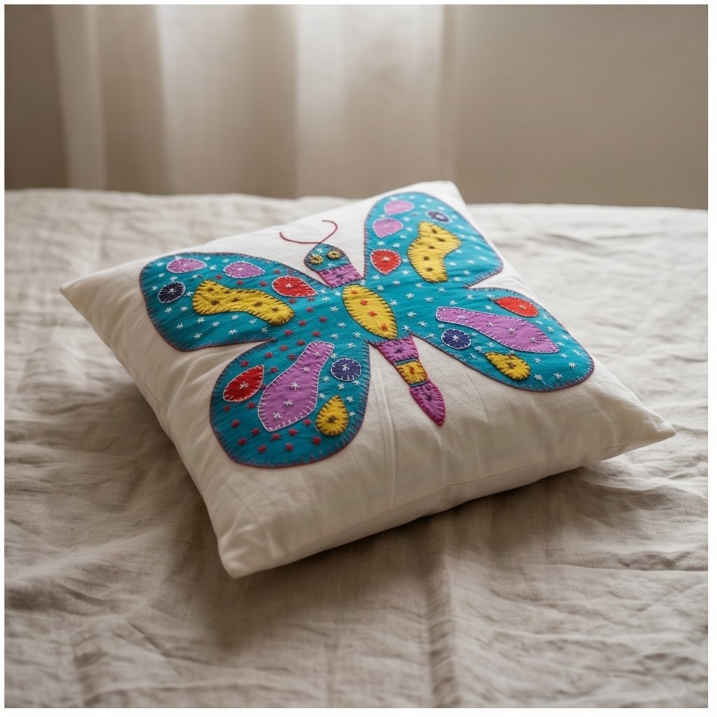 Ivy Fern Handmade Embroidered Cushion Cover
