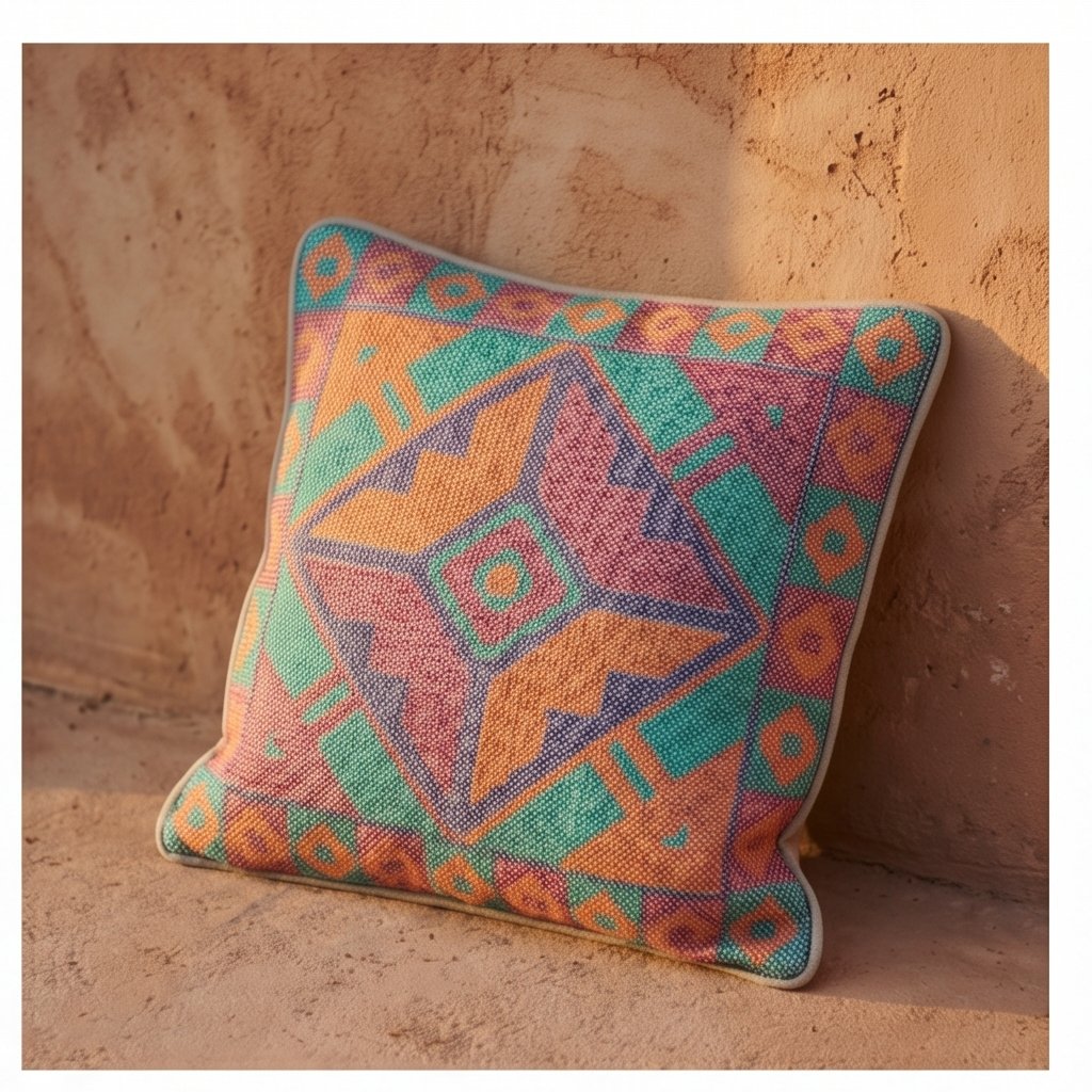 Whisper Cobalt Handmade Embroidered Cushion Cover