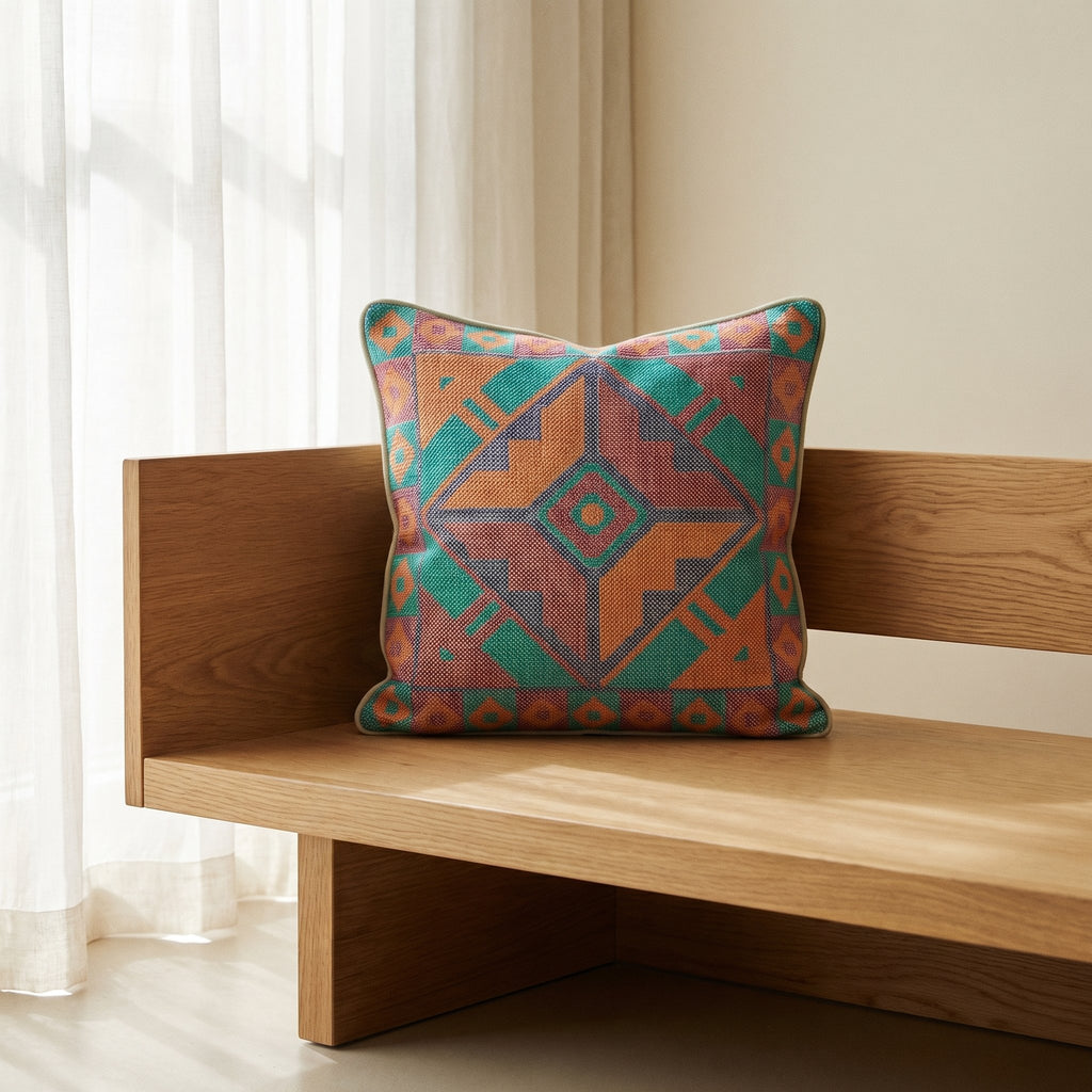Whisper Cobalt Handmade Embroidered Cushion Cover