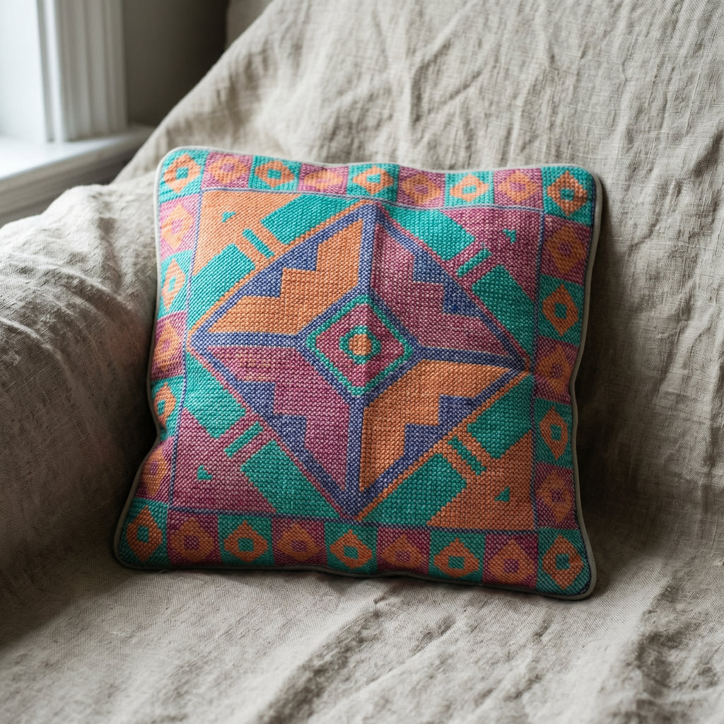Whisper Cobalt Handmade Embroidered Cushion Cover