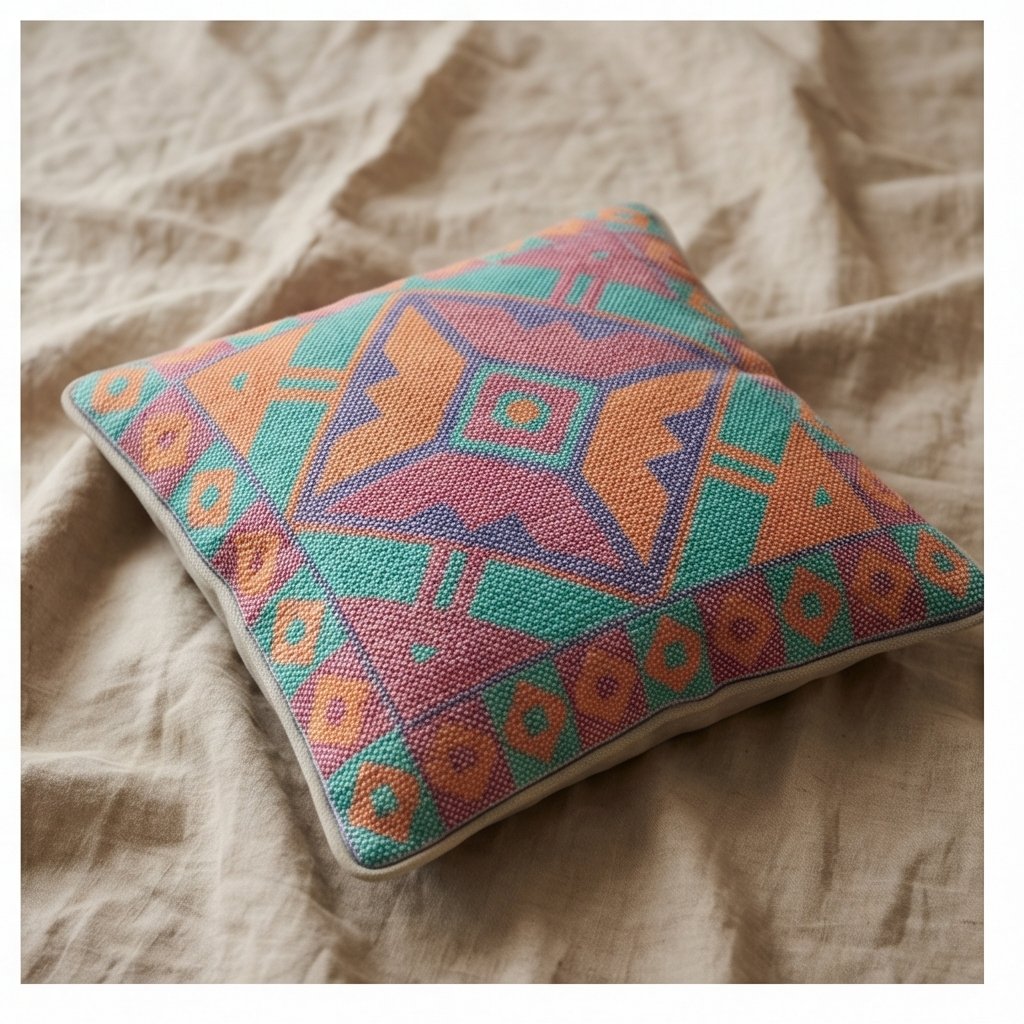 Whisper Cobalt Handmade Embroidered Cushion Cover