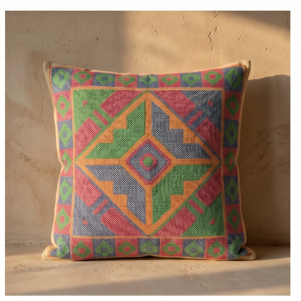 Dawn Glow Handmade Embroidered Cushion Cover