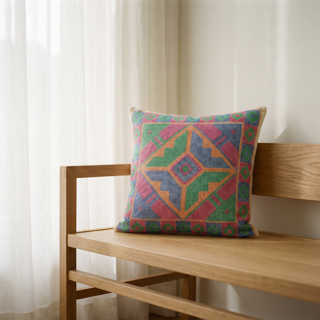 Dawn Glow Handmade Embroidered Cushion Cover