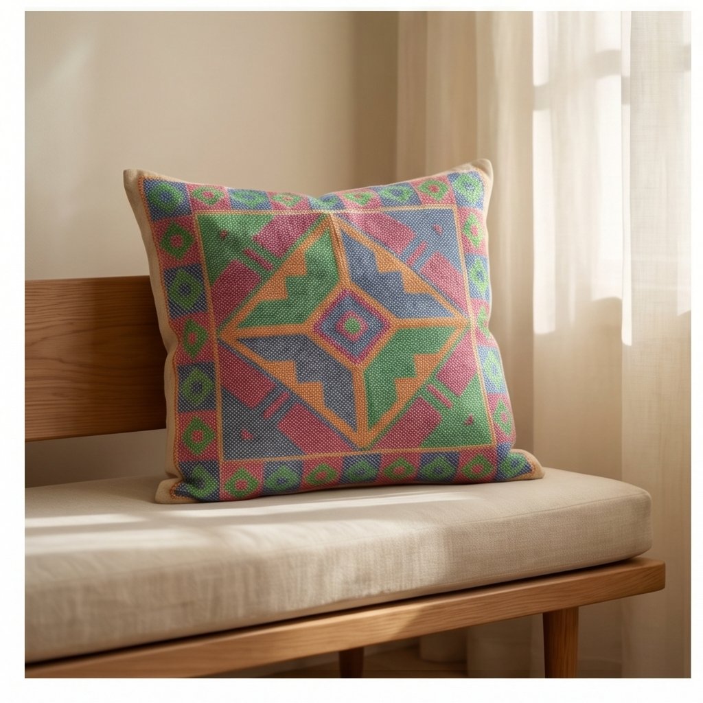 Dawn Glow Handmade Embroidered Cushion Cover