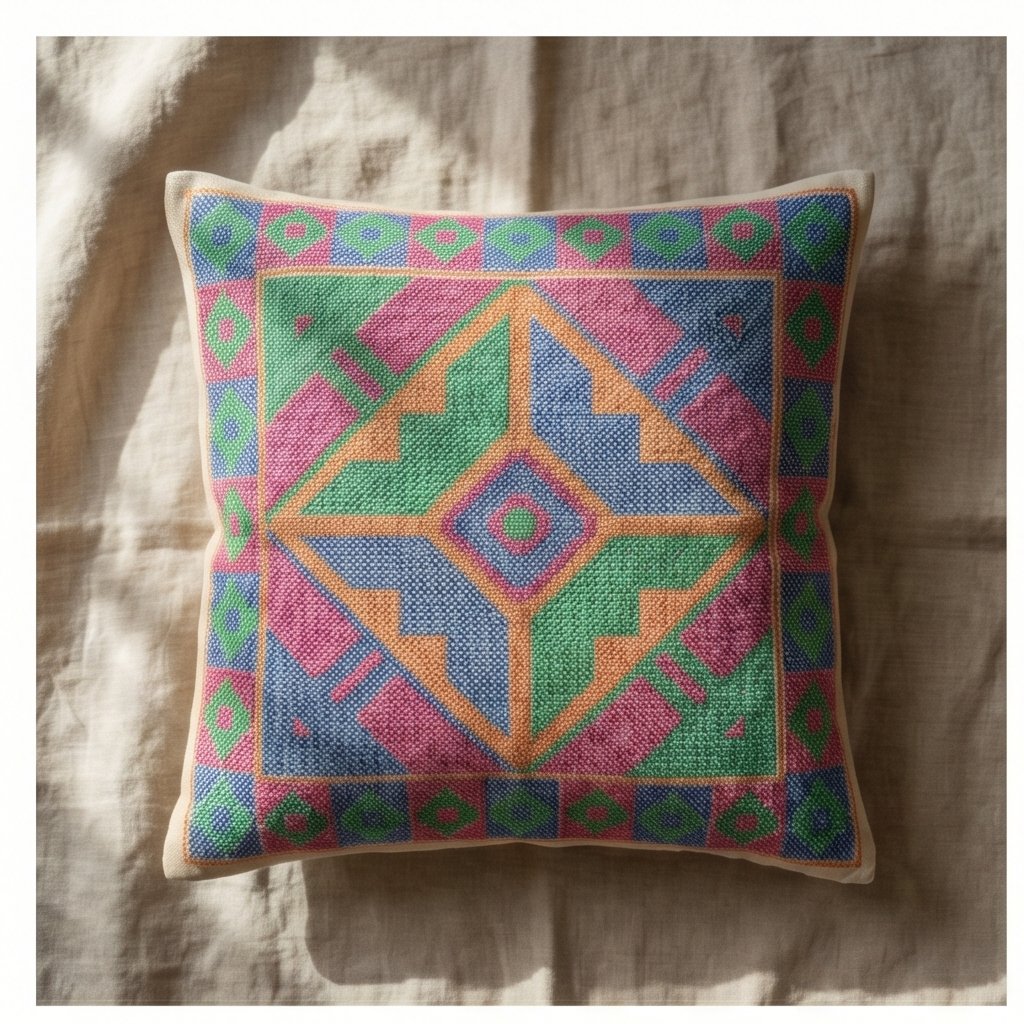 Dawn Glow Handmade Embroidered Cushion Cover