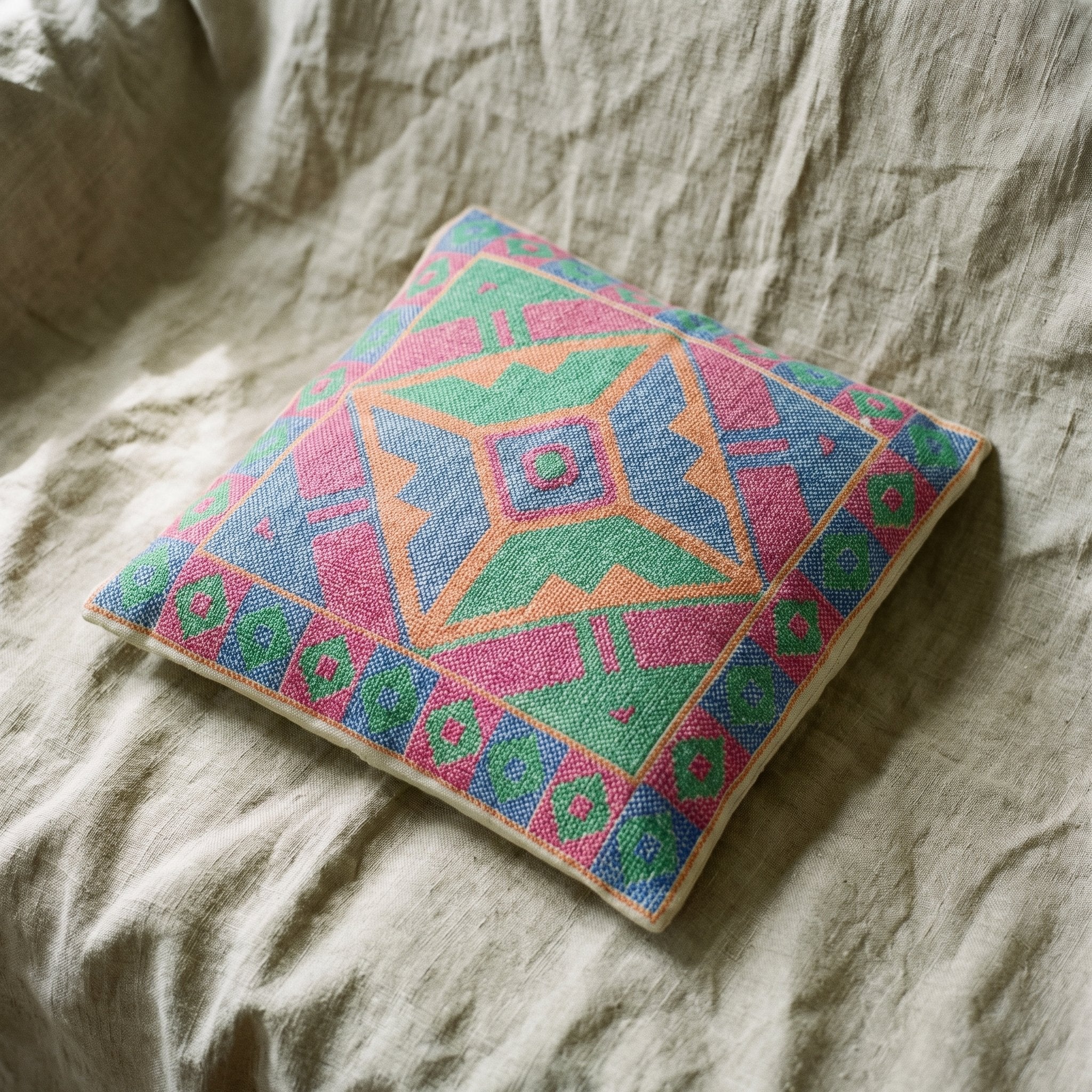 Dawn Glow Handmade Embroidered Cushion Cover