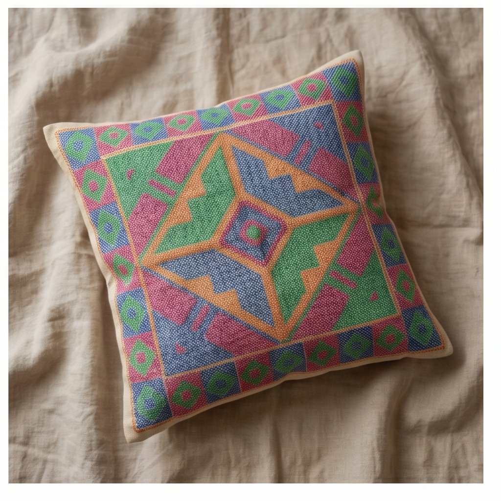 Dawn Glow Handmade Embroidered Cushion Cover