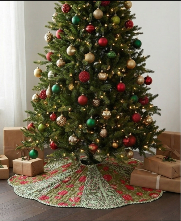 Green Garden Tapestry Christmas Tree Skirt