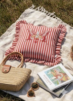 Whimsical Red Stripes Cushion Cover