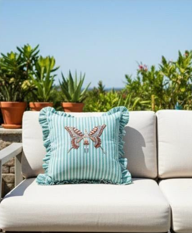 Whimsical Blue Stripes Cushion Cover