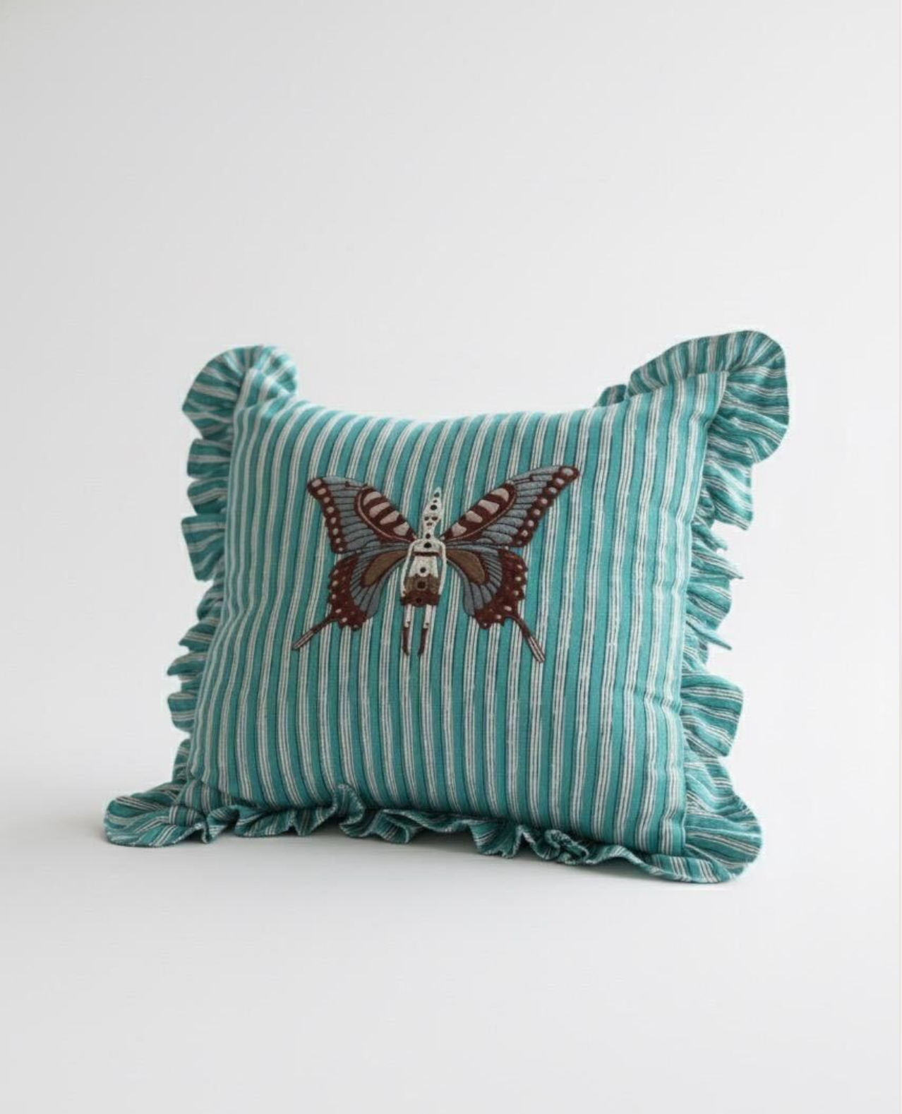 Whimsical Blue Stripes Cushion Cover