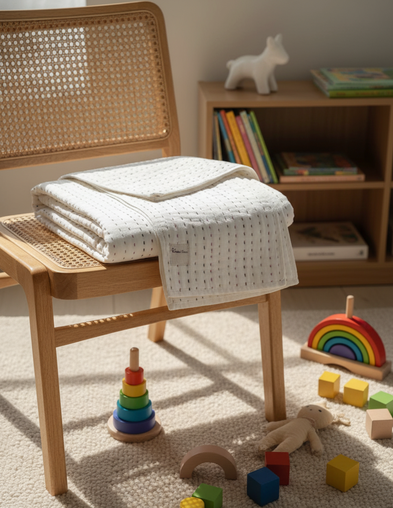 Elegance - 100% cotton Hand Made Artisnal Baby Quilt