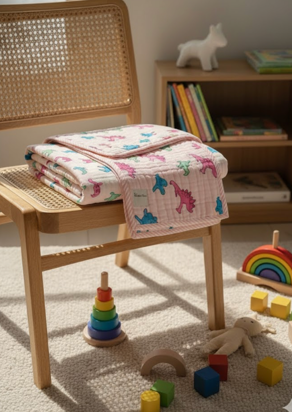 Rawr and Rest - 100% cotton Hand Made Artisnal Baby Quilt