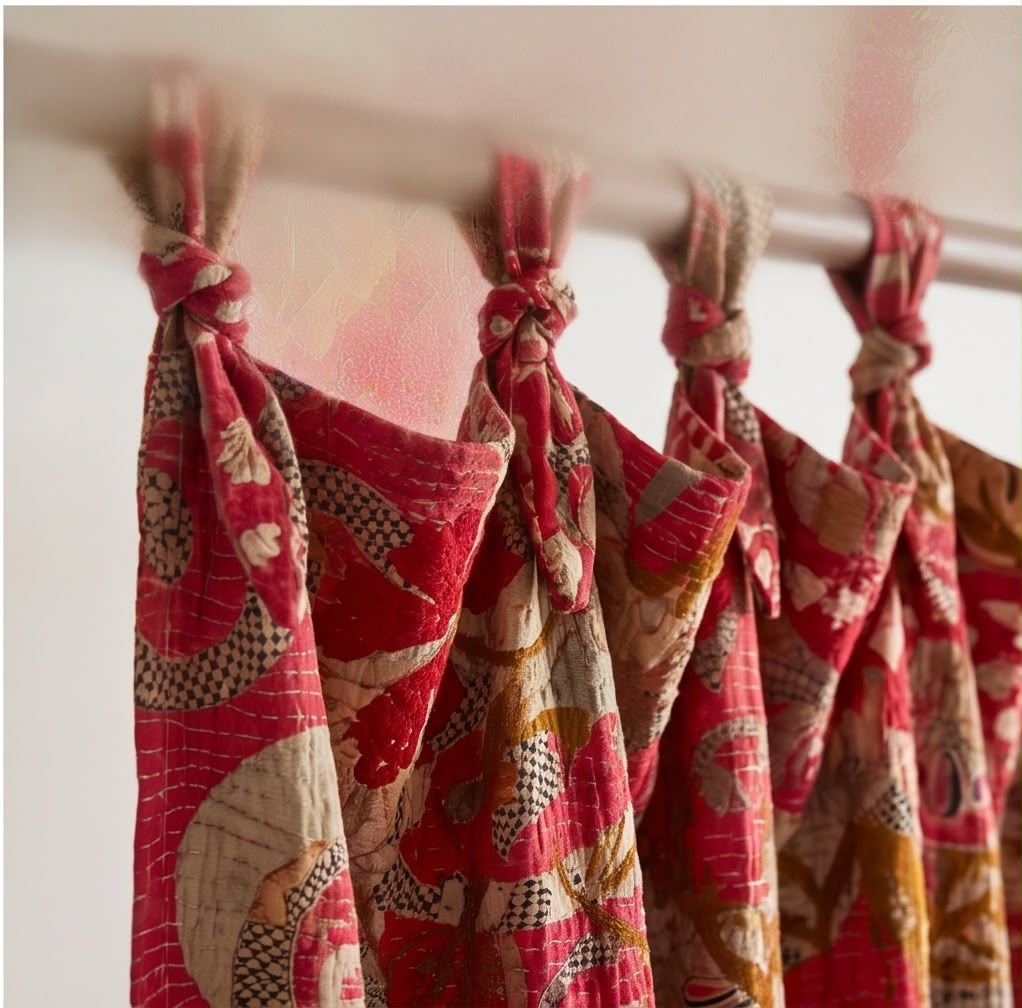 Wild Strawberry Luxury Vintage Suzani- adjustable curtain