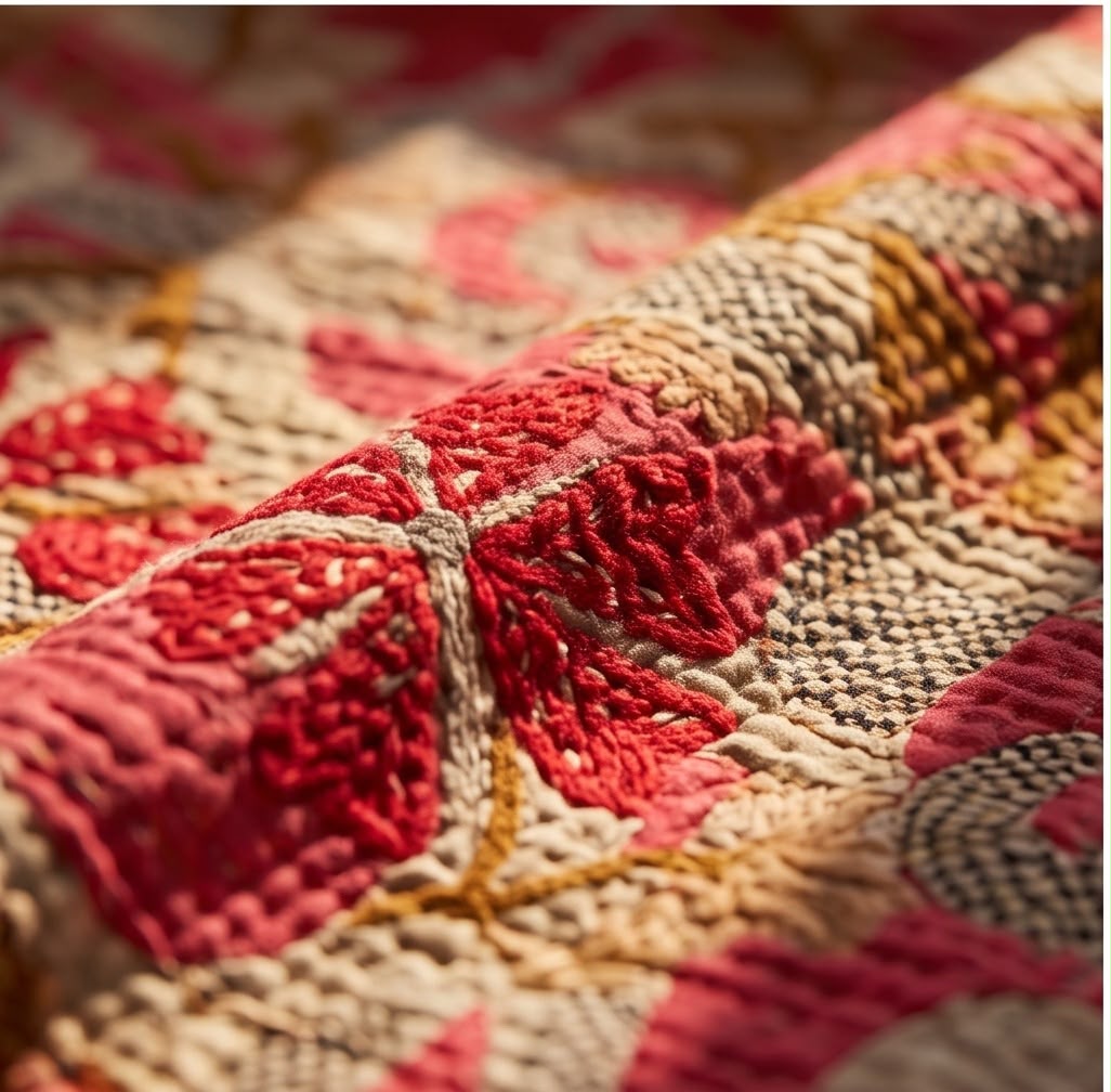 Wild Strawberry Luxury Vintage Suzani- adjustable curtain