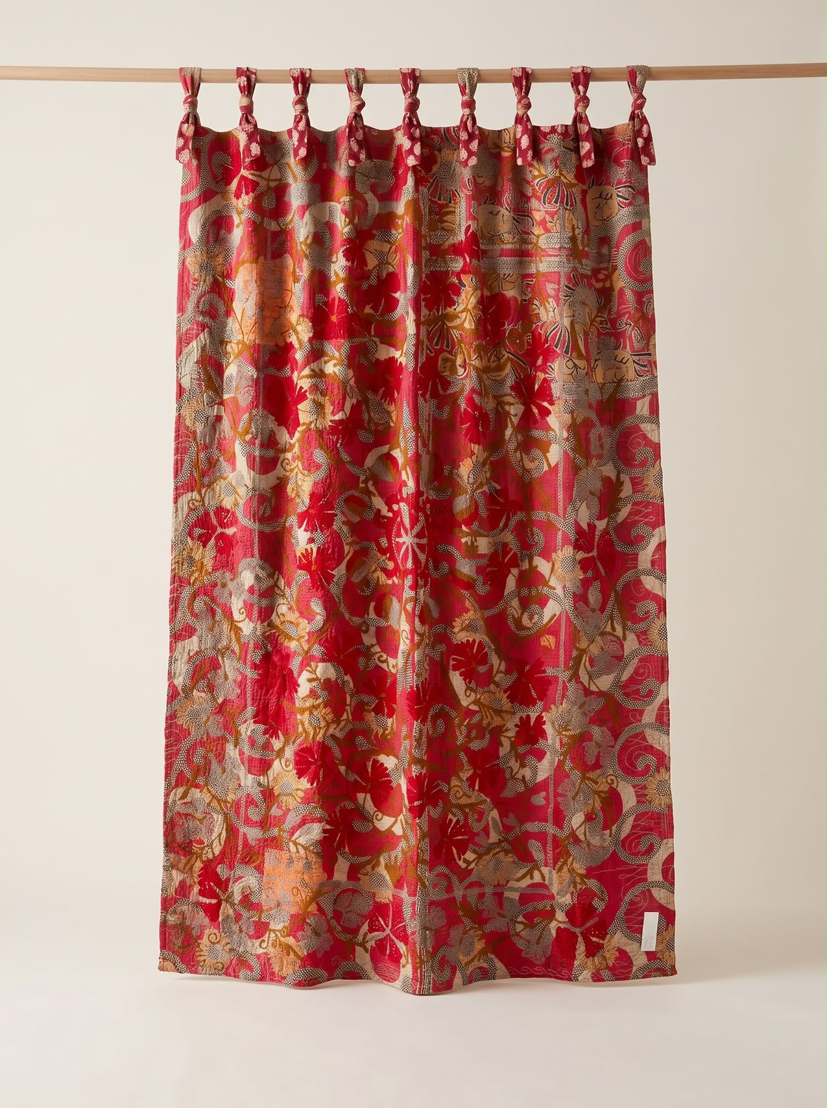 Wild Strawberry Luxury Vintage Suzani- adjustable curtain